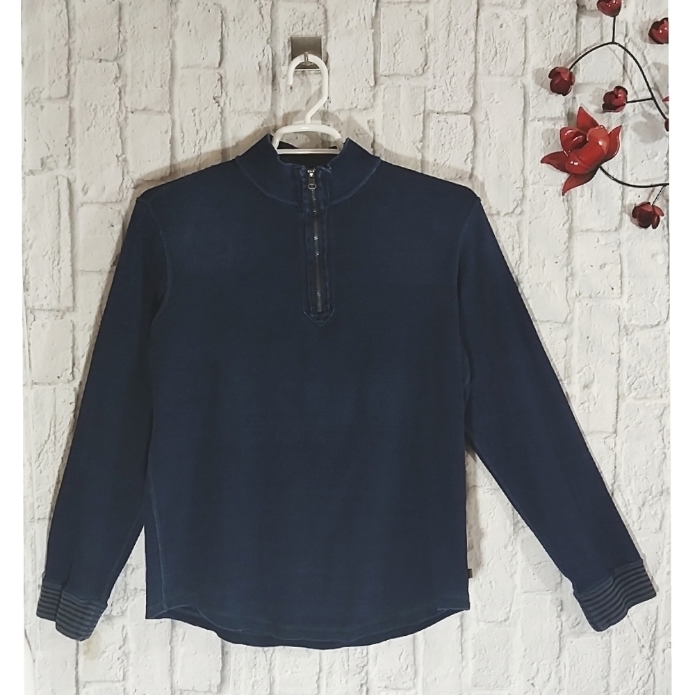 Robert Graham 1/4 Zip Ribbed‎ Knit Pullover Sweater Men's L Academia Preppy